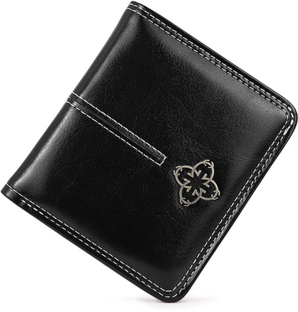 Zachte PU-Lederen Portemonnee voor Dames - Bifold Mini Geldbeugel met Bloemdesign en 6 Kaartvakken