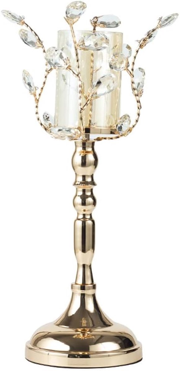 Kandelaar Kristal - Kaarsenhouder Decoratie - Romantisch Diner - Elegante Uitstraling - Maat B - Transparant
