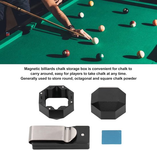 Biljart Krijthouder - Pool Krijtbox - Biljartaccessoires Opbergen - Magnetische Sluiting - Compact Ontwerp - Zwart — afbeelding 2