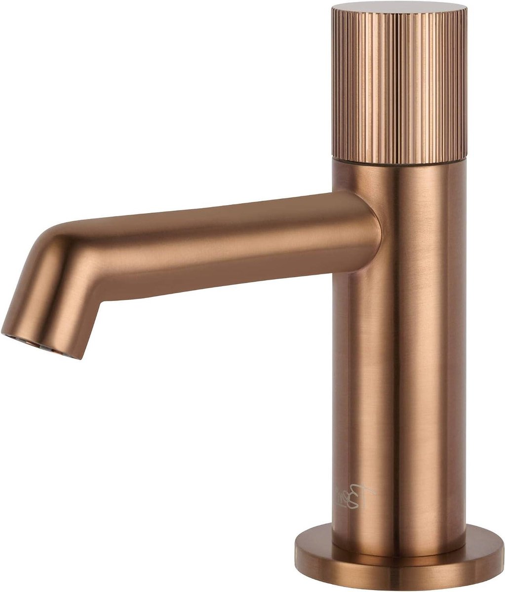 Badkraan - Koperen Kraan - Badkamer Gebruik - Gegraveerd Design - 1 Stuk - Geborsteld Koper