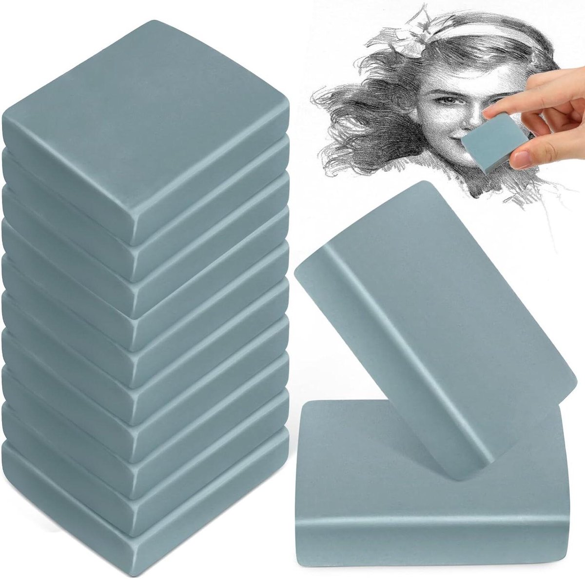 Kneedgummen Kunstenaars - Gummen Tekenen - Precisie Wissen - Zacht Vormbaar Materiaal - 12 stuks - Blauw