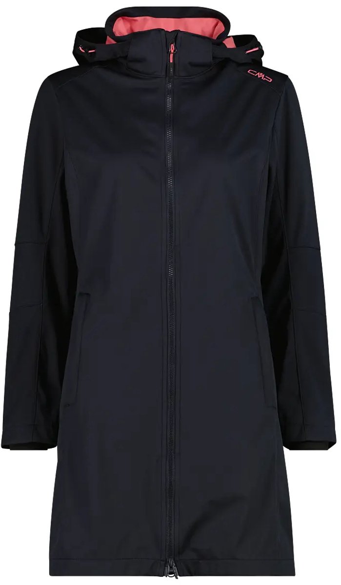 Lichte dames softshell parka met afneembare capuchon CMP Koraal