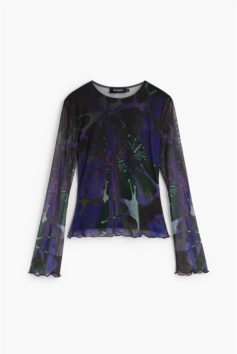 Dames-T-shirt met lange mouwen Desigual Azuurblauw Ultramar