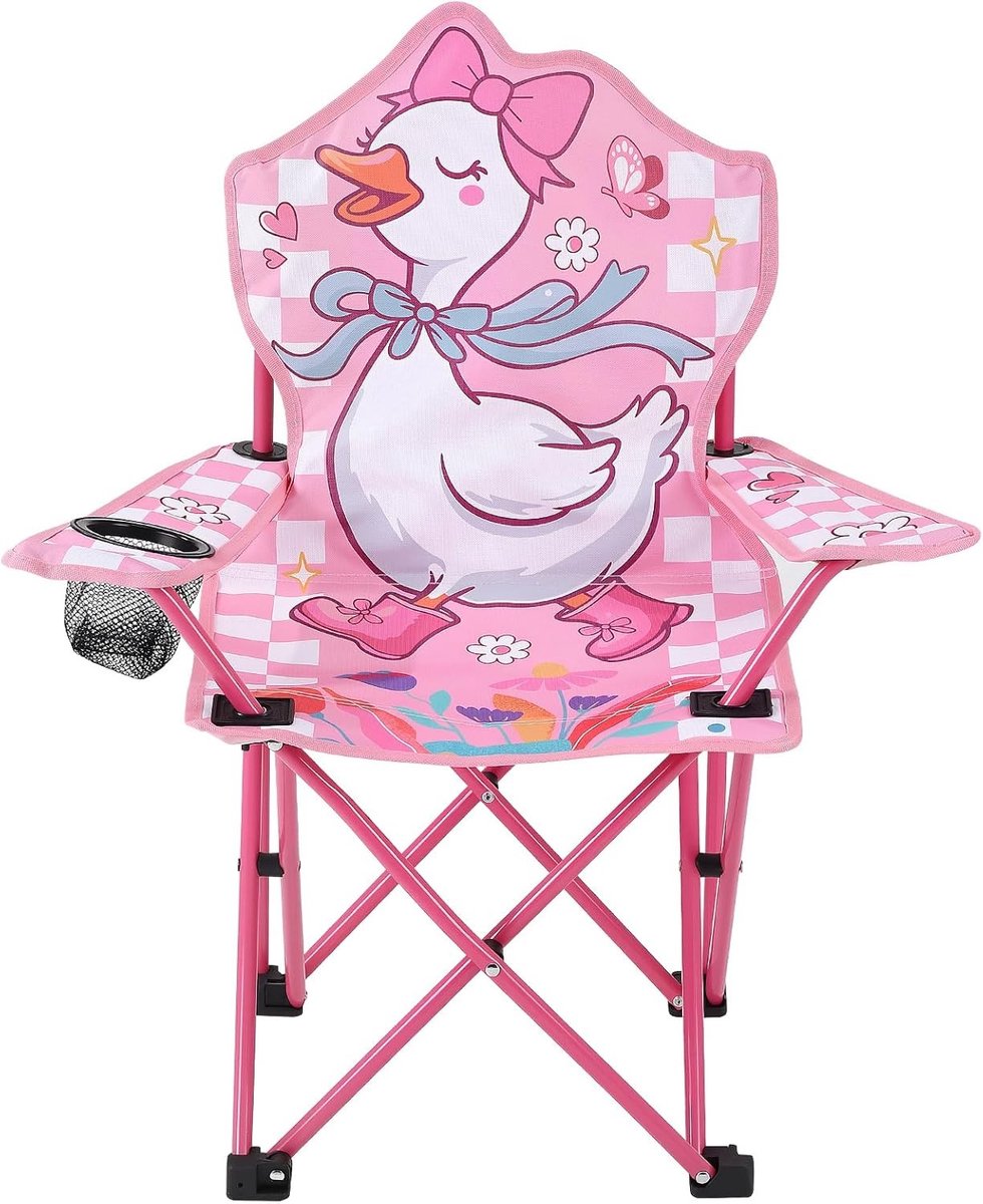Campingstoel kind - Roze - 65 x 57 x 37 cm - Opvouwbare kinderklapstoel met bekerhouder - Voor buitengebruik