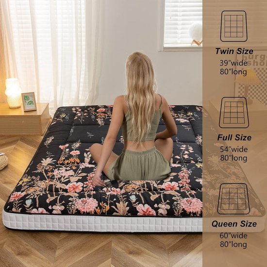 Japanse Vloermatras - Futon Matras Opvouwbaar - Comfortabel Slapen - Extra Dik Gewatteerd - 190 x 90 x 10 cm — afbeelding 5