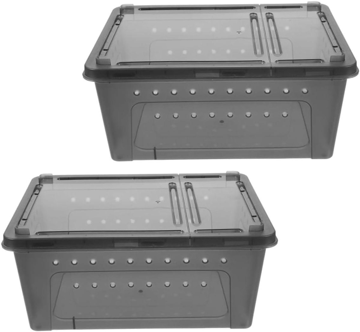 Reptielen Verzorgingsbox - Terrarium Kweekbox - Kleine Huisdieren Huisvesten - Dubbele Toegang - 26 x 17.5 x 11.5 cm - Zwart