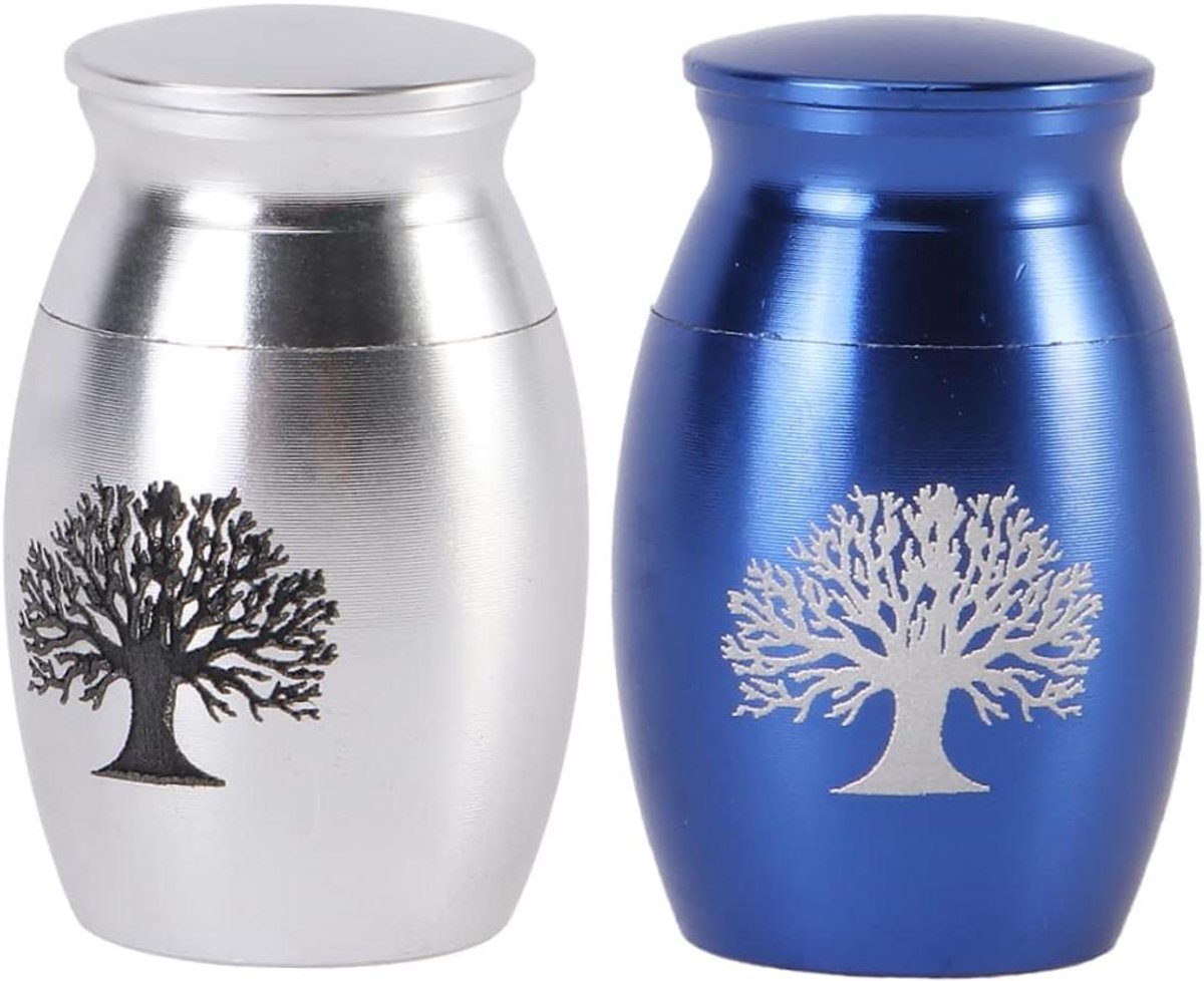 Huisdier Urn - Asbakken Huisdier Urn Pot - Herdenking Huisdier - Roestvrij Staal - 4 stuks 2.5 cm - Zilverblauw