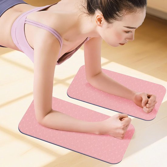Oefenmat Elleboog Knie - Workout Pad - Fitness Binnen - Hoge Dichtheid Demping - 35 x 18 cm - Roze Blauw — afbeelding 2