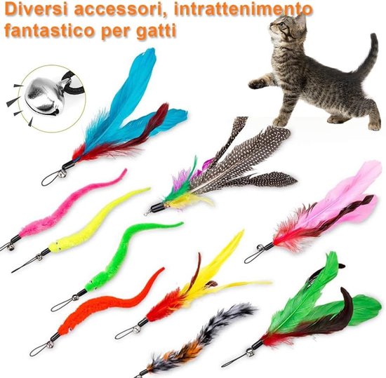 Interactief speeltje voor katten met 12 veertjes, 2 wands en 10 vervangbare veren voor uren speelplezier — afbeelding 3