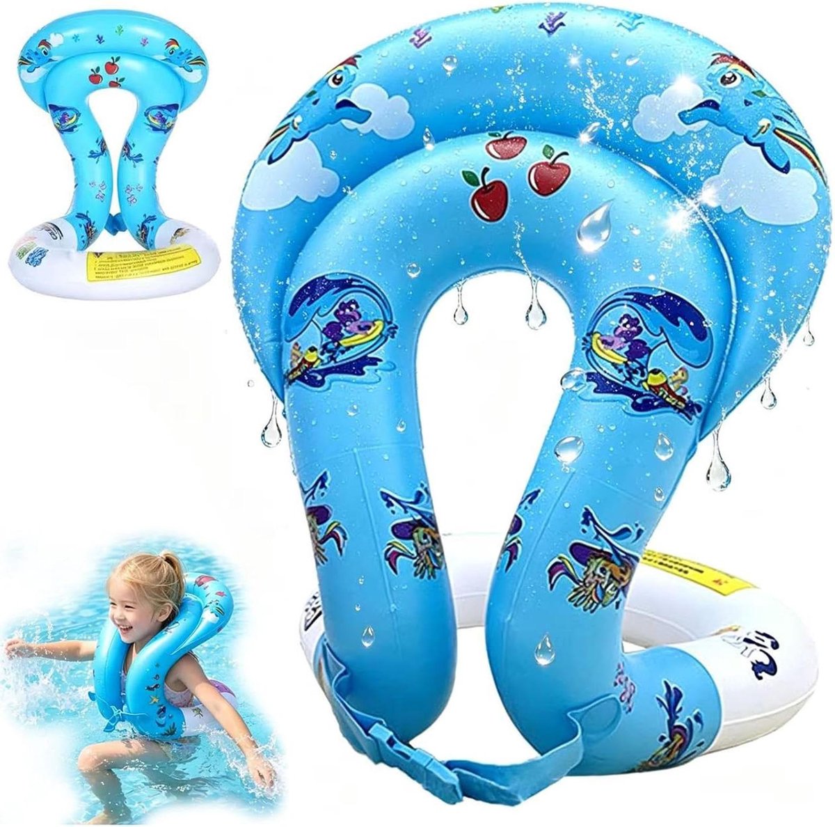 Opblaasbaar Waterspeelgoed - Waterhangmat Zwembad - Ontspannen in Water - Lichtgewicht Polyester - 30 kg Capaciteit - Blauw