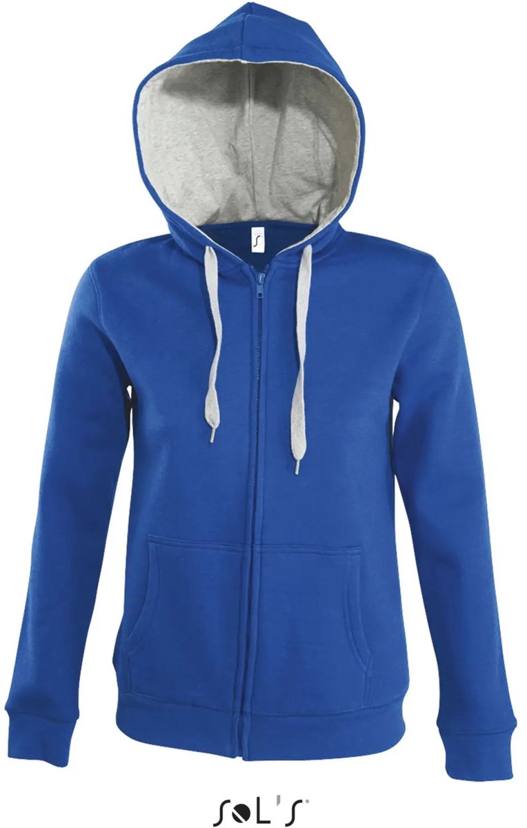 SOL’ Women´ Contrast Hooded Zip Jacket Soul L481 Royal 241/ Melange Grijs