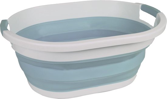 Opvouwbare wasmand - Wasbak opklapbaar - Ruimtebesparend opbergen - BPA-vrij kunststof - 36 Liter - Wit-grijs — afbeelding 4