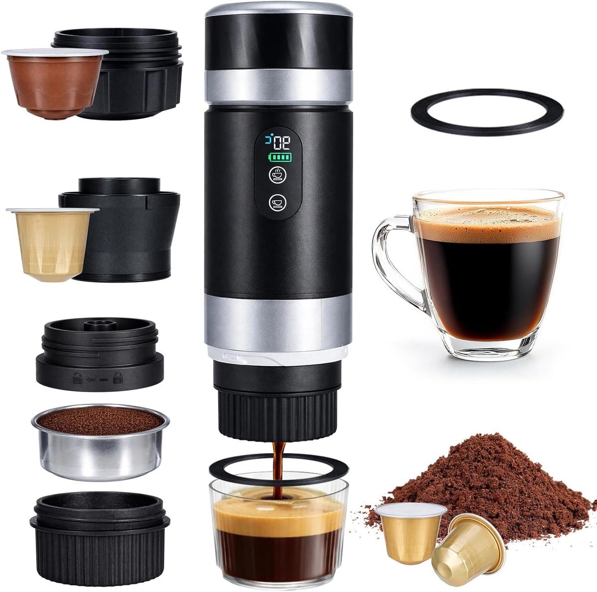 Accu Koffiezetapparaat - Draagbare Koffiemaker - Koffie Maken - Snoerloos Gebruik - 150 ml - Zwart
