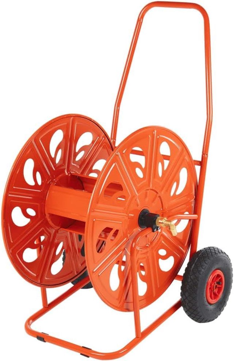 Slanghaspel Stalen Kar - Slanghouder Tuinslang - Slang Georganiseerd Houden - Gepoedercoat Staal - 140 m 3/4" - Rood en Zwart
