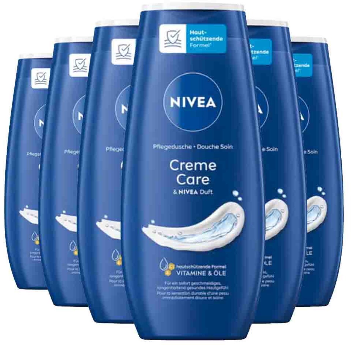 NIVEA Douchecrème Care - 6 x 250 ml - Voordeelverpakking