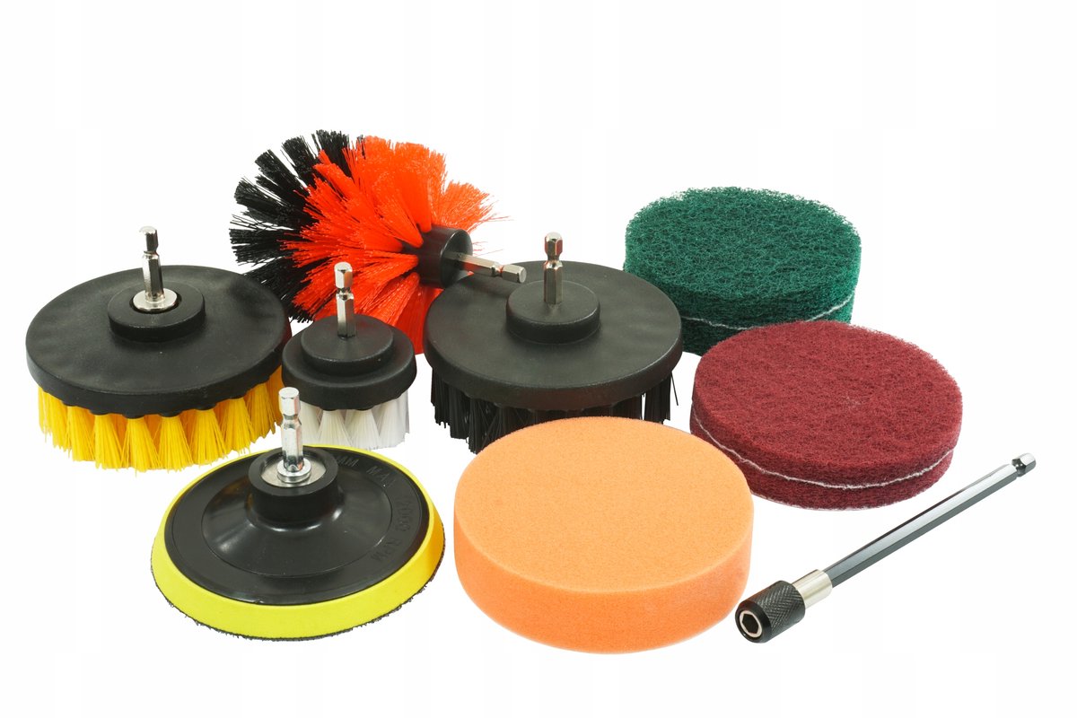 11-delige Borstelset voor Boormachine - Nylon Pads