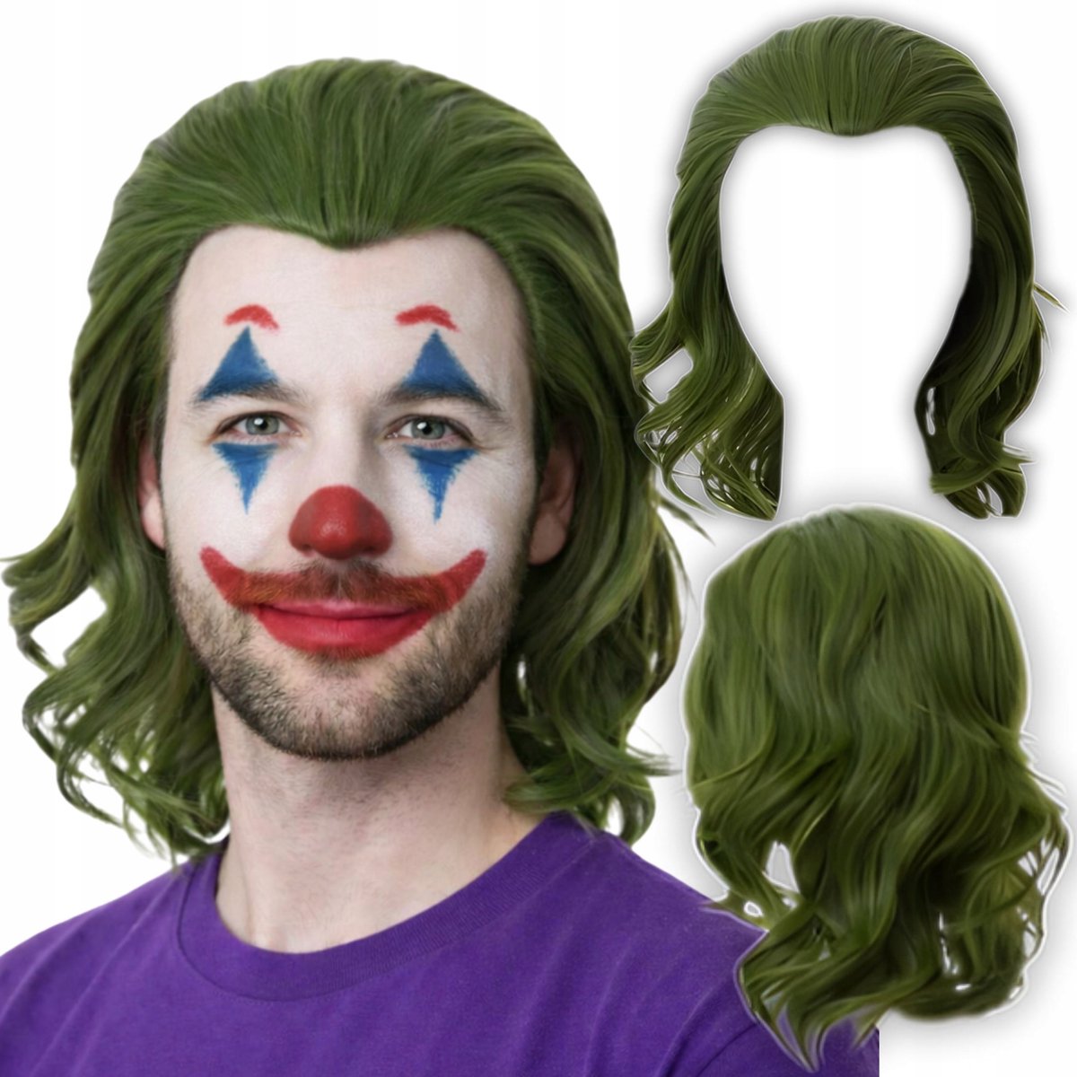 Joker Perruque Groene Haar Clown Cosplay Halloween Kostuum