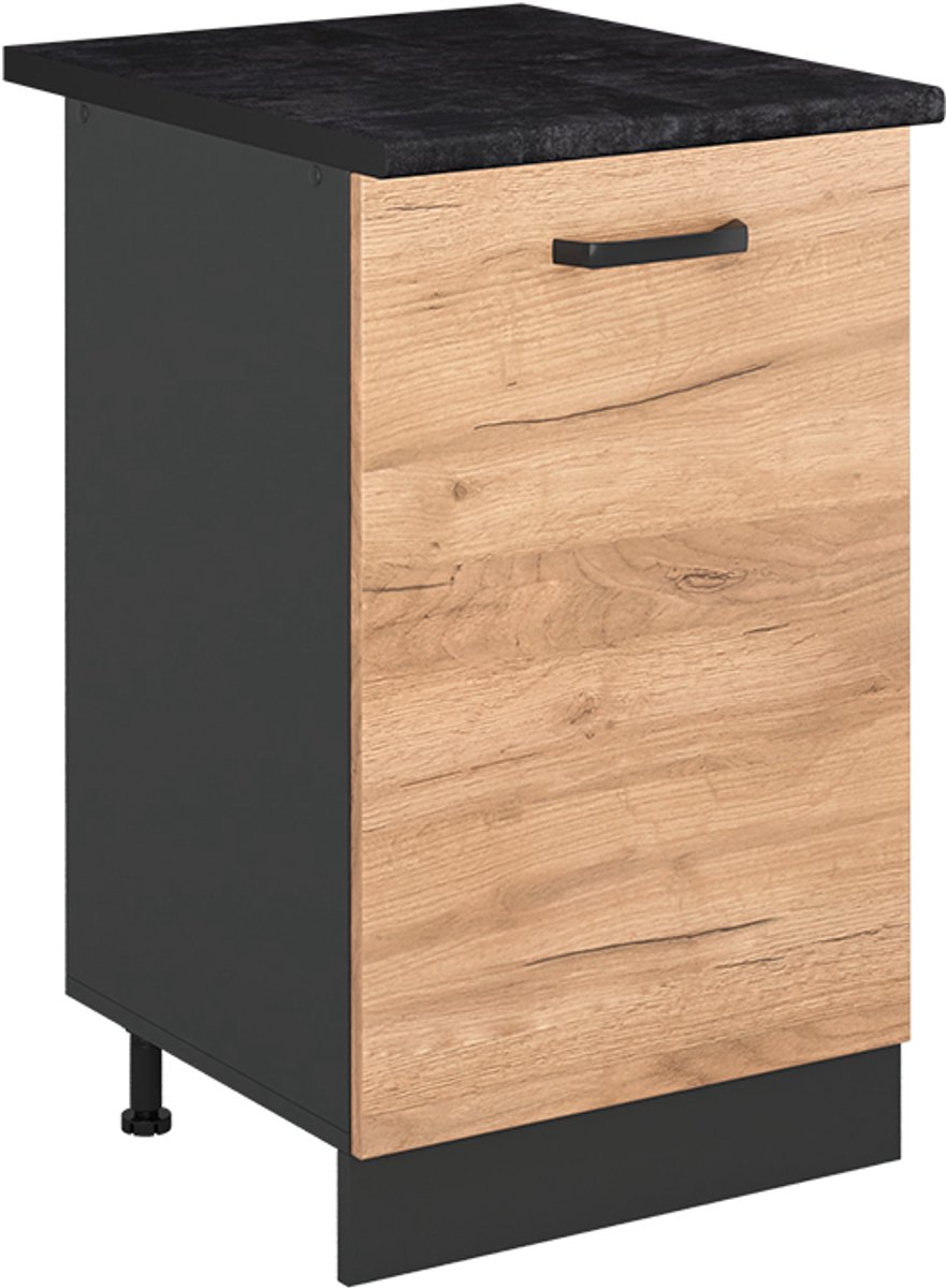 Vicco Keukenonderkast R-Line, Goudkleurig Eiken/Antraciet, 50 cm antraciet werkblad