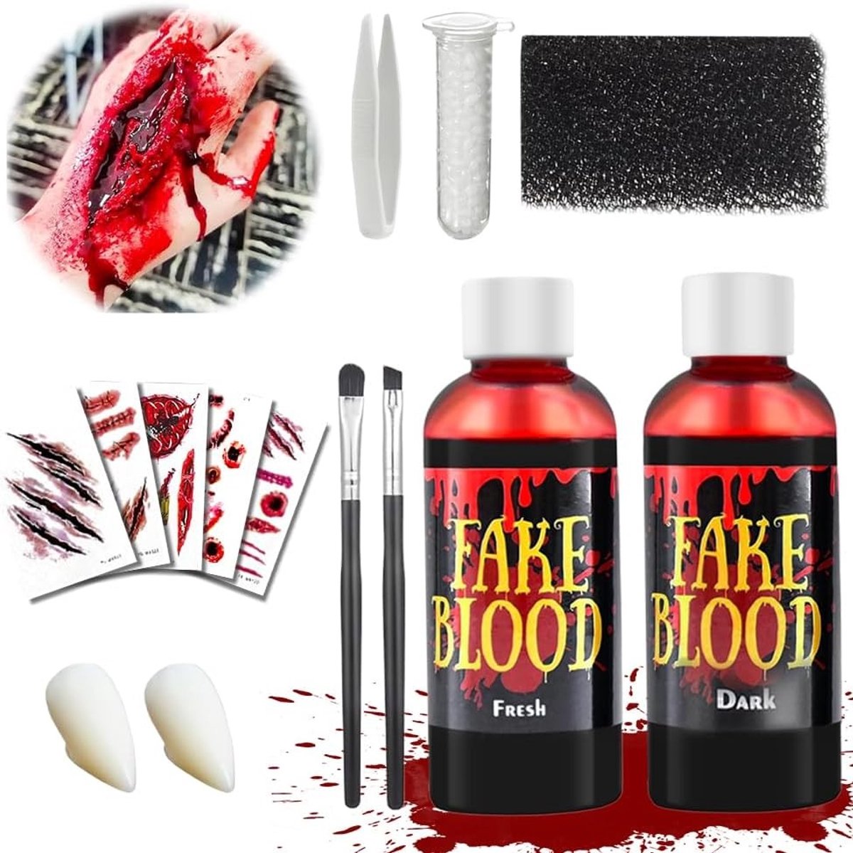 Bloedige Halloween Make-up Set voor een Spookachtige Look, Perfect voor Feestjes en Cosplay