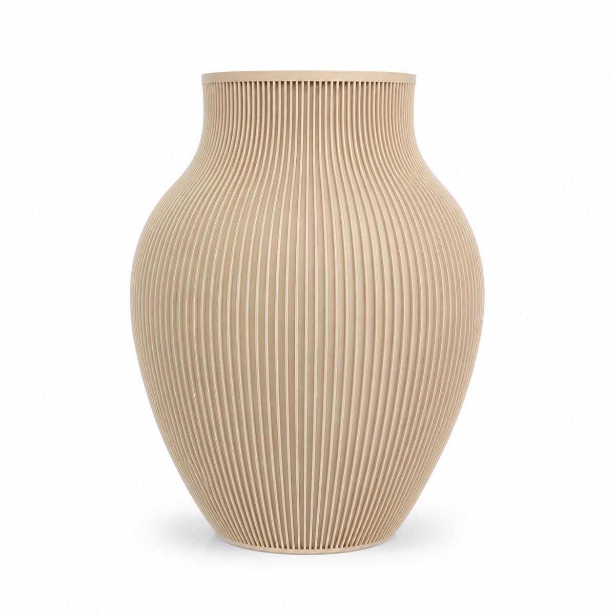 Tayo Japandi Vaas 25 cm Mat Beige – Ribbel Design – Waterdicht