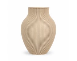 Tayo Japandi Vaas 25 cm Mat Beige – Ribbel Design – Waterdicht