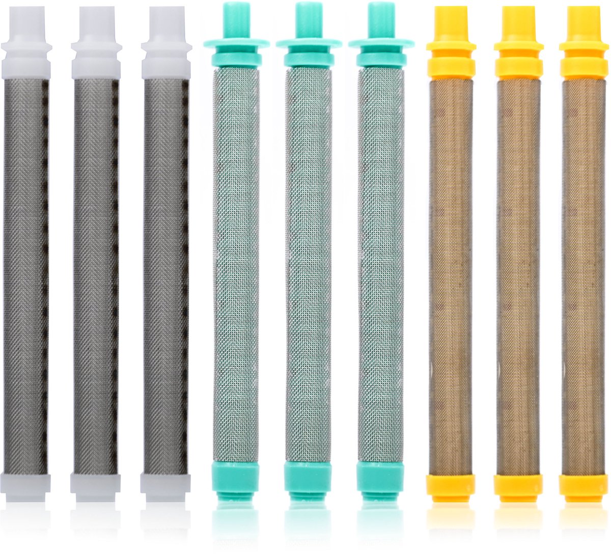 Rosfix Vingerfilter Set - 3x60 Mesh 3x30 Mesh 3x100 Mesh - 93,5mm - Ø10,8mm - Metaal/Kunststof