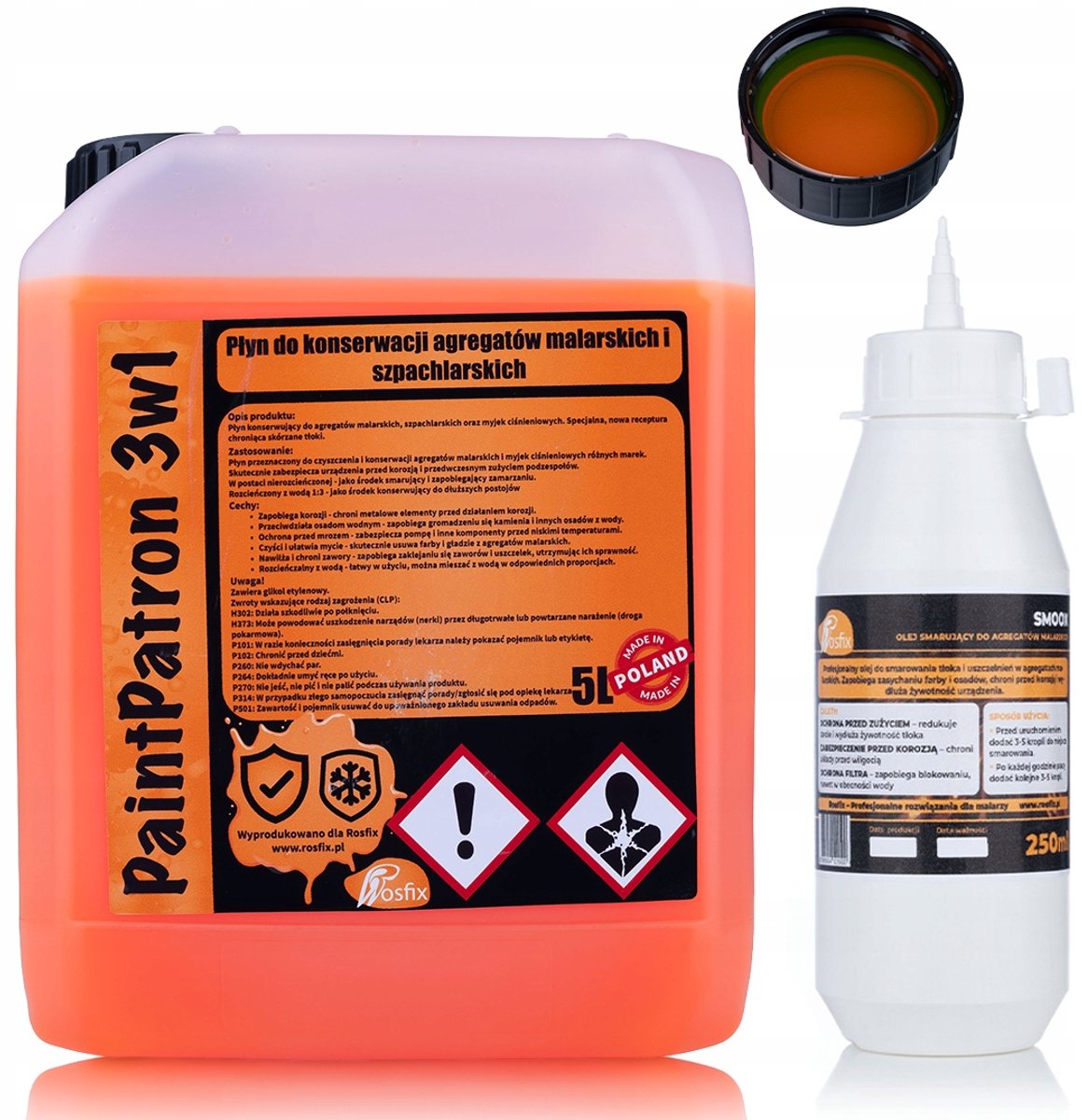 Rosfix Service Set Airless Verfspuit - Olie 0,25L Set Reinigingsvloeistof 3in1 5L