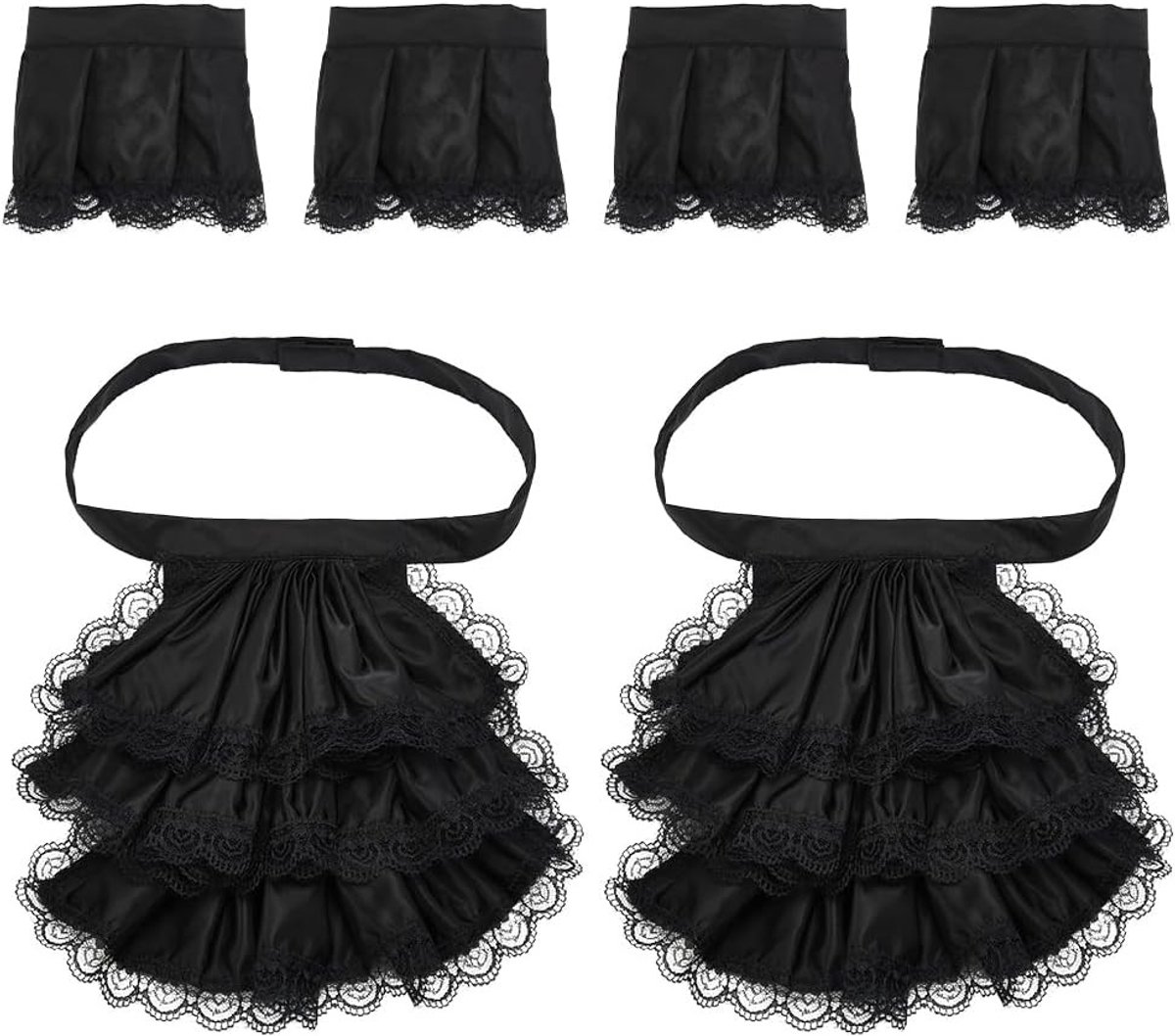 Unisex kanten jabot kraag en manchetten set, Victoriaanse ruches voor kostuumaccessoires, perfect voor Halloween en steampunk thema's