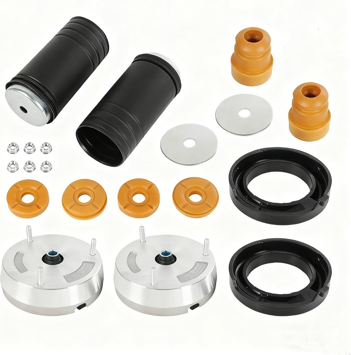 Complete 14-delige set voor voorste schokdempers met steunen, bumpstops en beschermkappen - Geschikt voor BMW X5 E70 en X6 E71 2007-2014 - Vervangingsonderdelen, schokabsorber, auto-accessoires