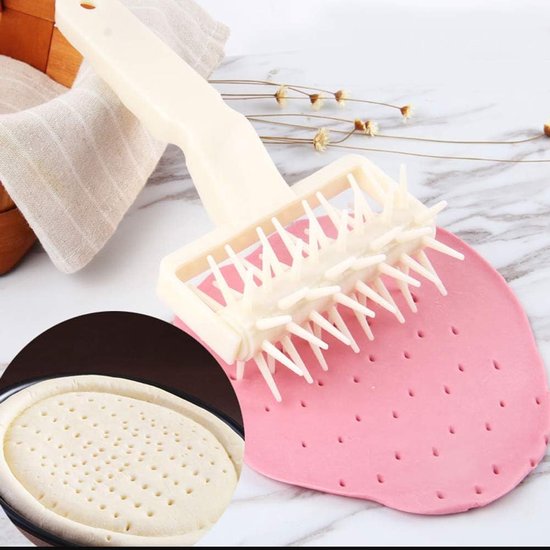 Deegroller met Prikker - Bakgereedschap Set - Pizza Bakken - Voorkomt Bellen - 21x12cm - Wit — afbeelding 2