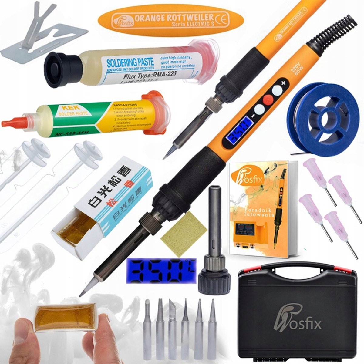Rosfix Soldeerbout Set 10-in-1 Electric S - 60W, LCD Temperatuur 180–500°C