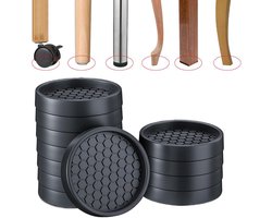 12-Stuks Antislip meubelbeschermers - Antislip meubelpootjes - Rubber vloerbeschermer - Ronde meubelpad - Vloerbeschermingsring - Voorkomt schuiven en krassen op harde vloerenk - Rubber - 58×58c×11mm - Geschikt voor stoel tafel bank bed kast - Zwart