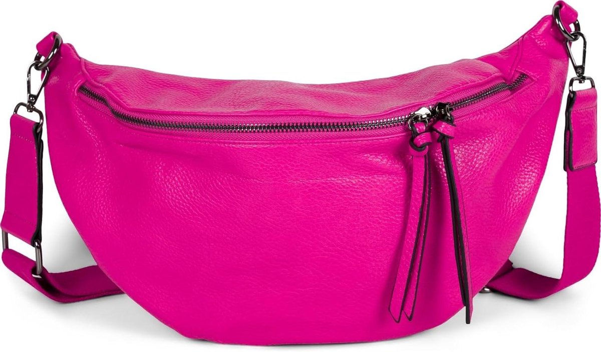 Schoudertas Dames - Halve Maan Tas - Dagelijks Gebruik - Verstelbare Band - 37 cm - Roze