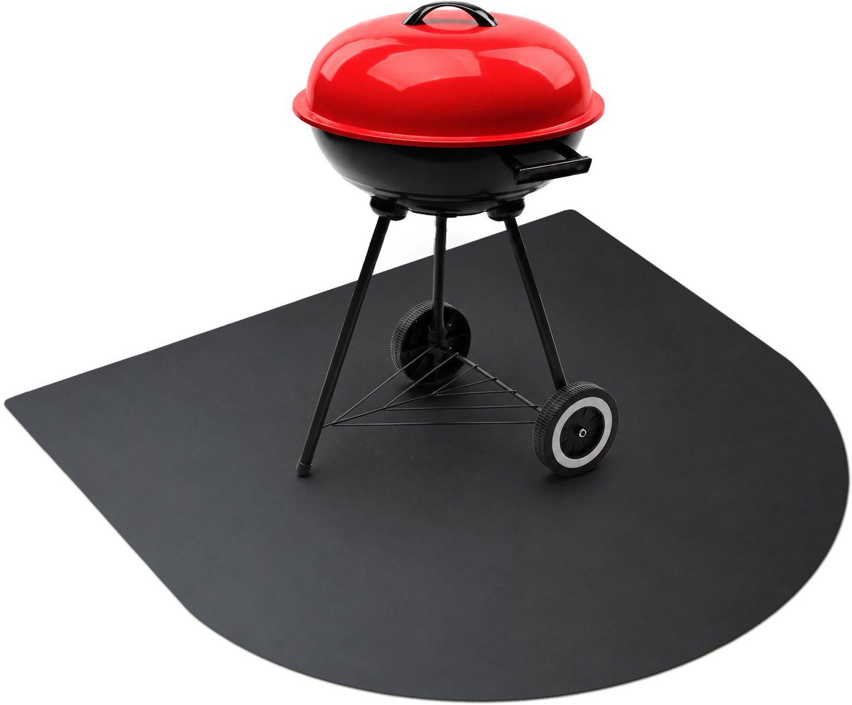 ArtPrintCave Mat Zwart Staal BBQ grondplaat - 100x100 cm - Rondboog - Stalen beschermplaat voor barbecue - Metalen beschermmat voor barbecue - BBQ vloerbeschermer