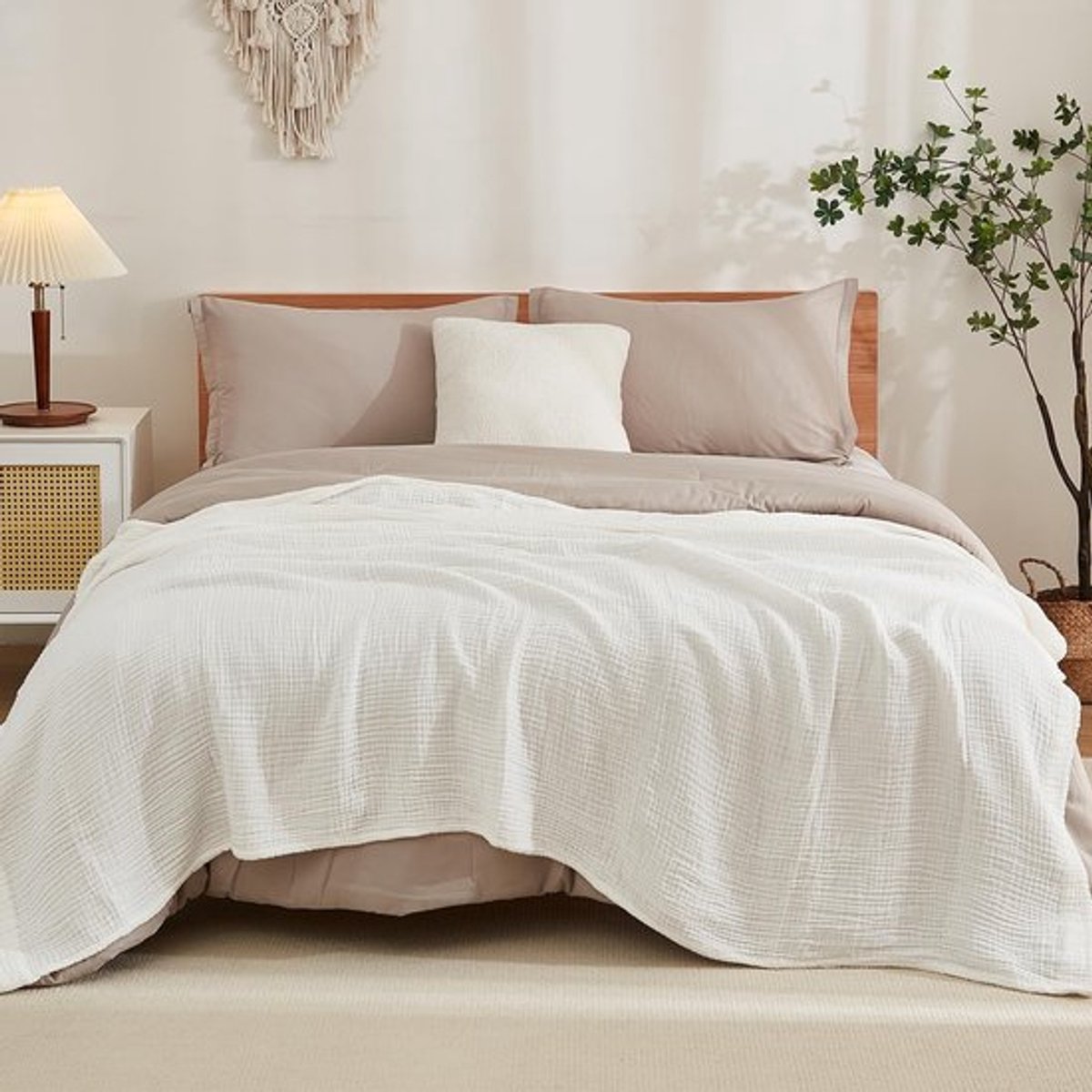 Katoenen Deken King Size - Ademend - Lichtgewicht - Mousseline - Gelaagd - 274 x 228 cm - Bedsprei