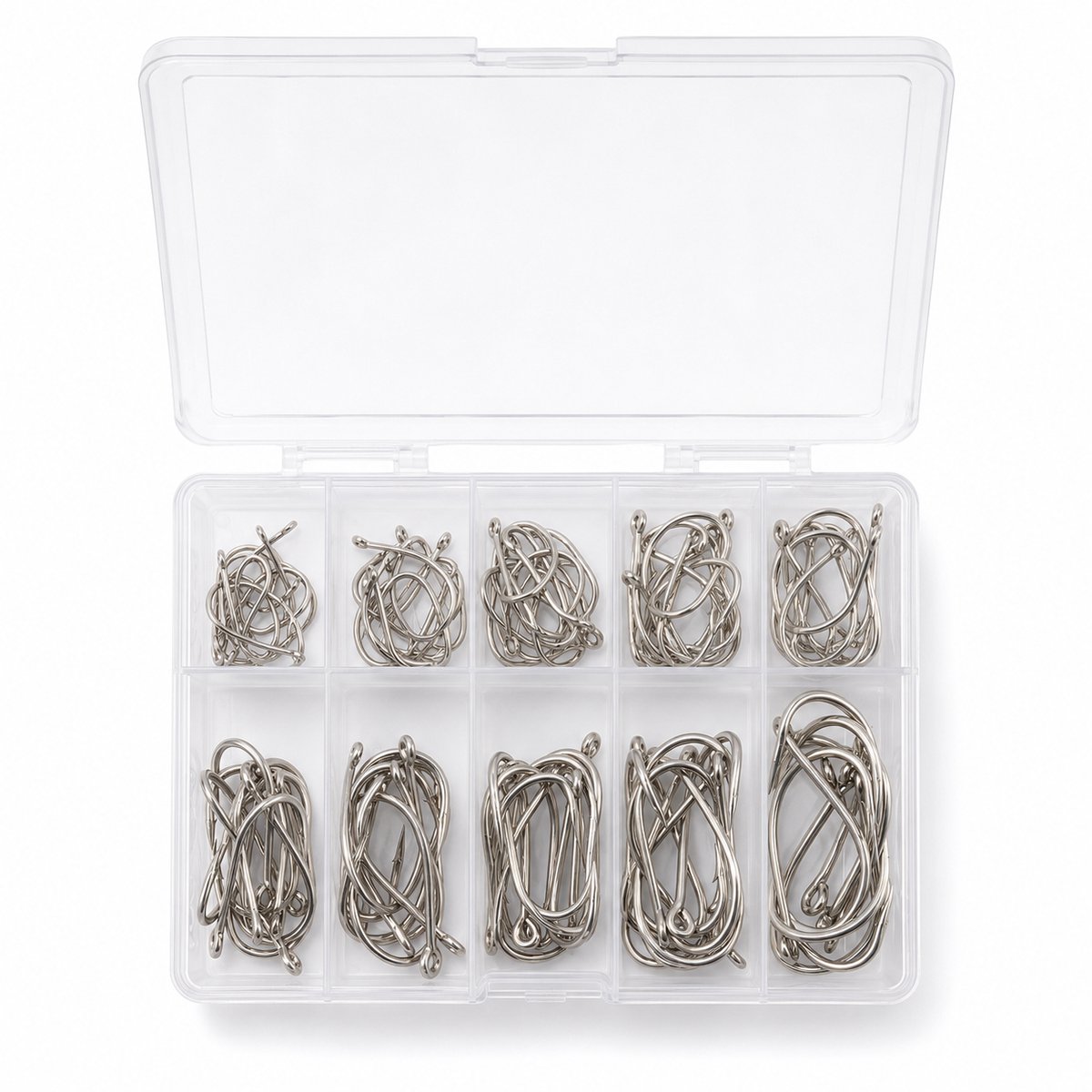 S&D | Vishakenset - 100 stuks - Haakmaat 3 t/m 12 - Zilver