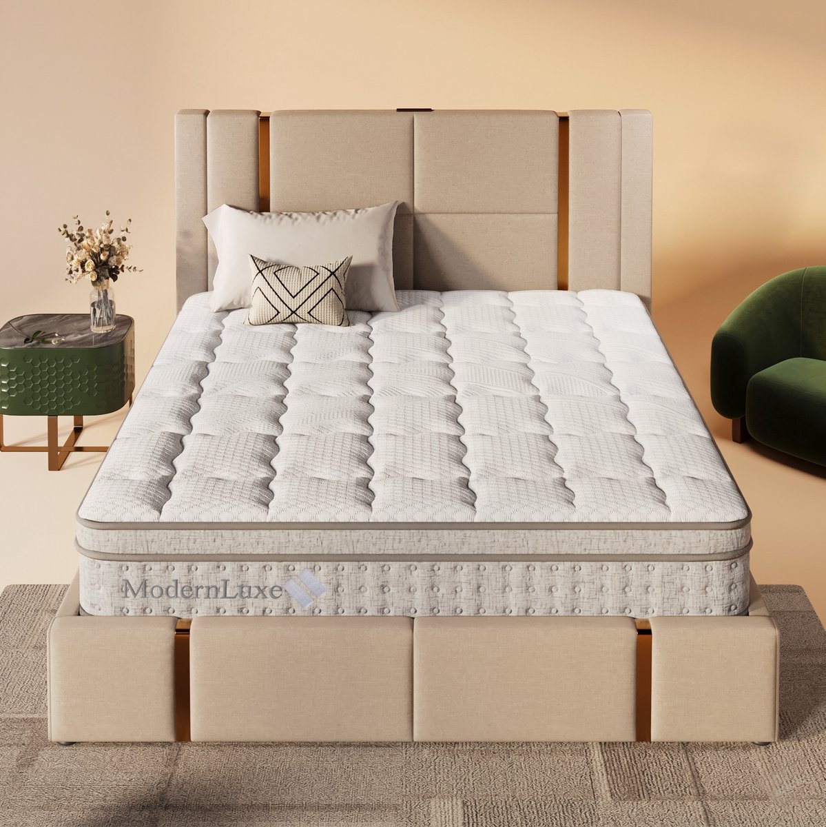Wishdor Pocketveringmatras 140x190 cm H3 - 7 zones - Koudschuim - Ademend - Anti-huisstofmijt - Tweepersoons - Wit - 25 cm
