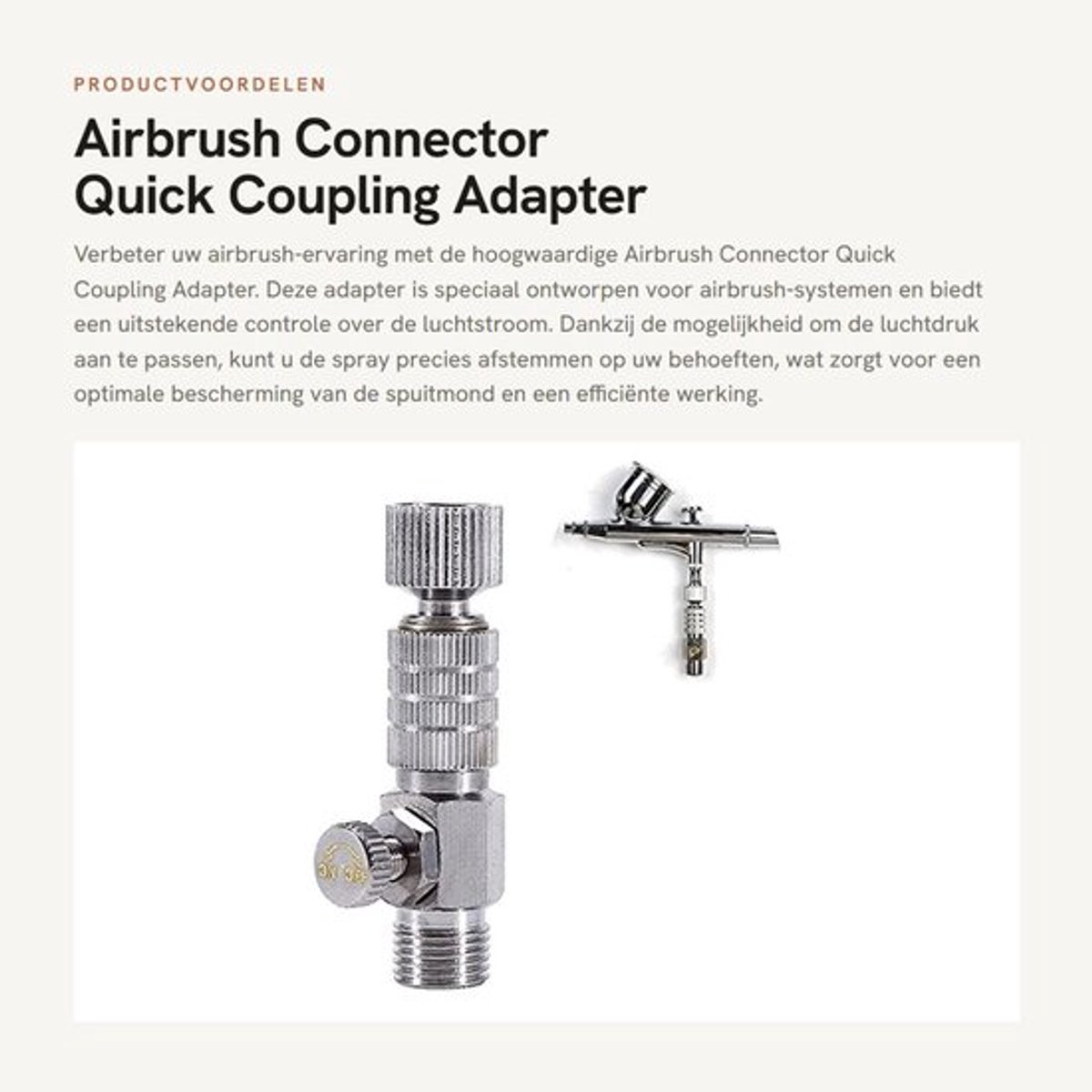 Airbrush Connector - Quick Coupling Adapter - Luchtstroom Regeling - 1/8 inch - Luchtcompressor - Professionele luchttool - Geschikt voor...