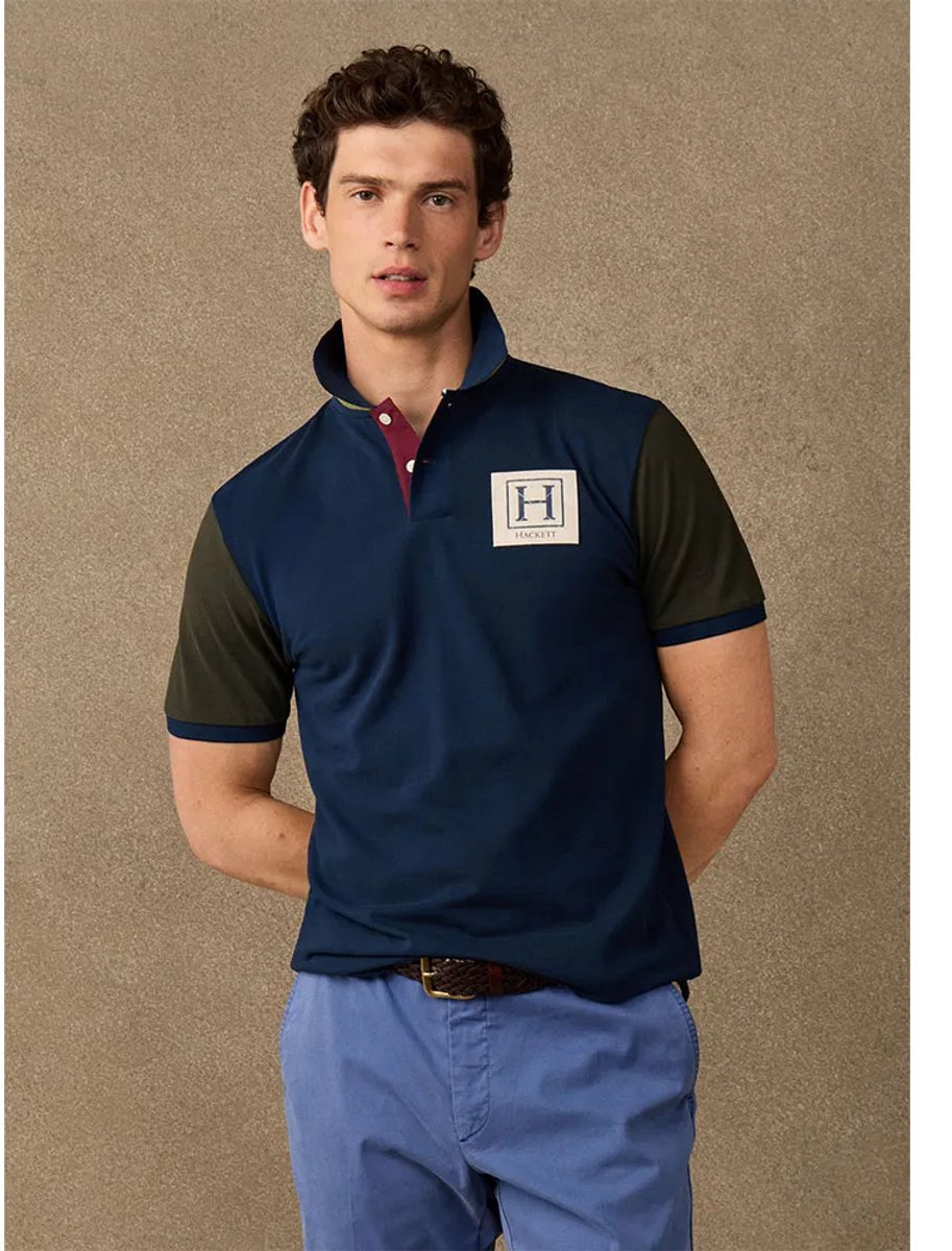 Hackett Hm5600225 Korte Mouw Poloshirt Blauw XL Man