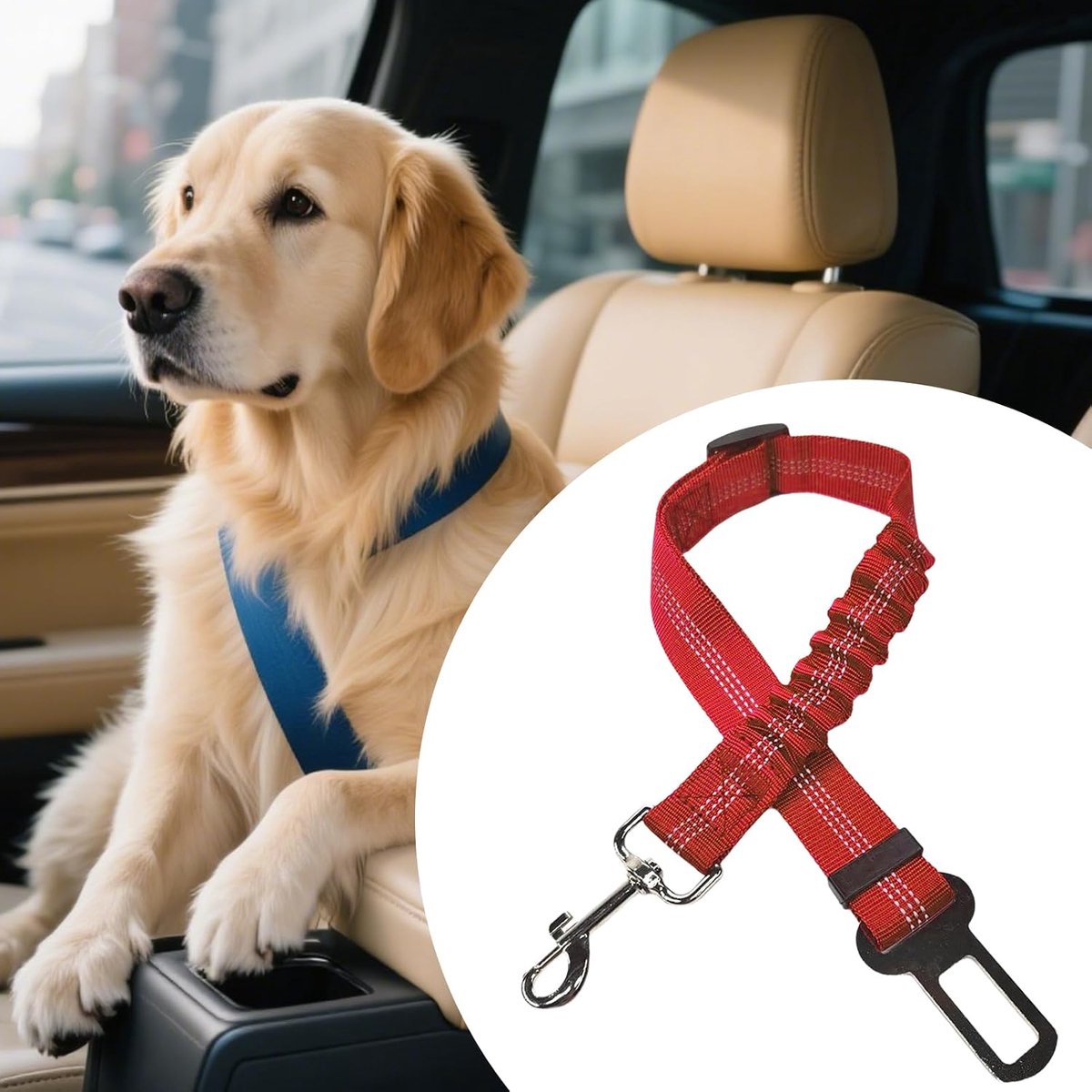 Hondenharnas Auto - Hondenveiligheidstuig - Veilig reizen - Verstelbare pasvorm - 74 cm - Rood