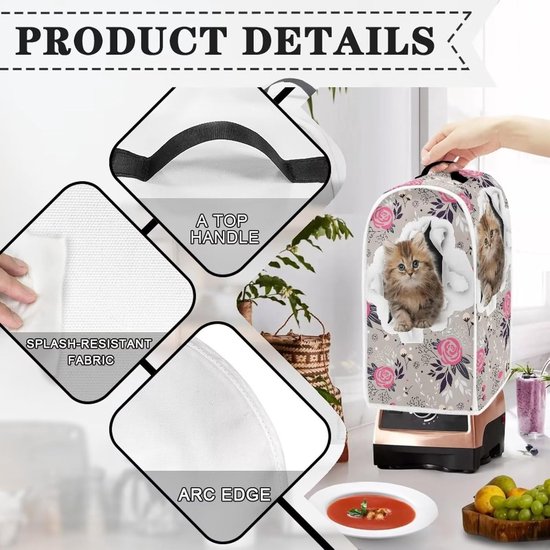 Luchtdichte Deksel voor Keukenmixers en Blenders, Stofbestendig en Vlekbestendig, Kattenpatroon, 24 x 18,5 x 40,5 cm — afbeelding 4