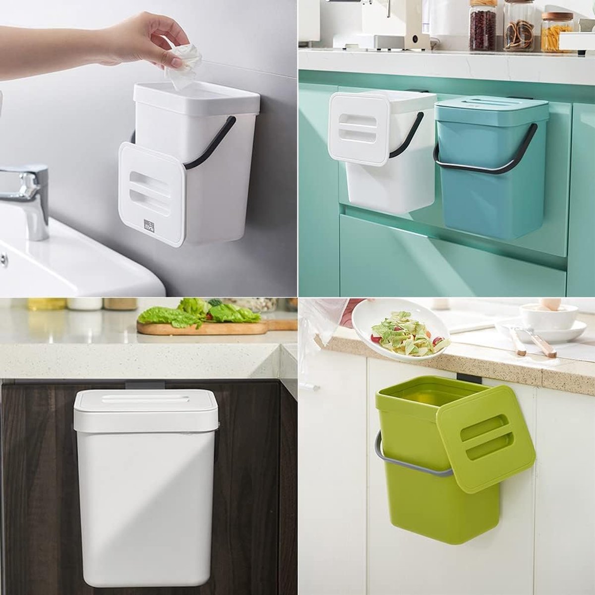 Keukencompostbak - Afvalcontainer Aanrecht - Voedselresten Verwerken - Ruimtebesparend Ontwerp - 3 Liter Capaciteit - Zwart