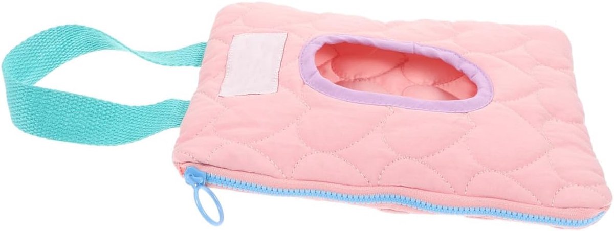Babydoekjes Tas - Wet Bag Dispenser - Onderweg Doekjes Gebruiken - Herbruikbaar Katoen - 33 x 16.5 cm - Roze