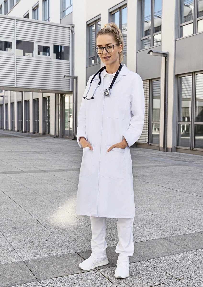 Karlowsky Ladies Workcoat with concealed button placket KY163 - White - 38