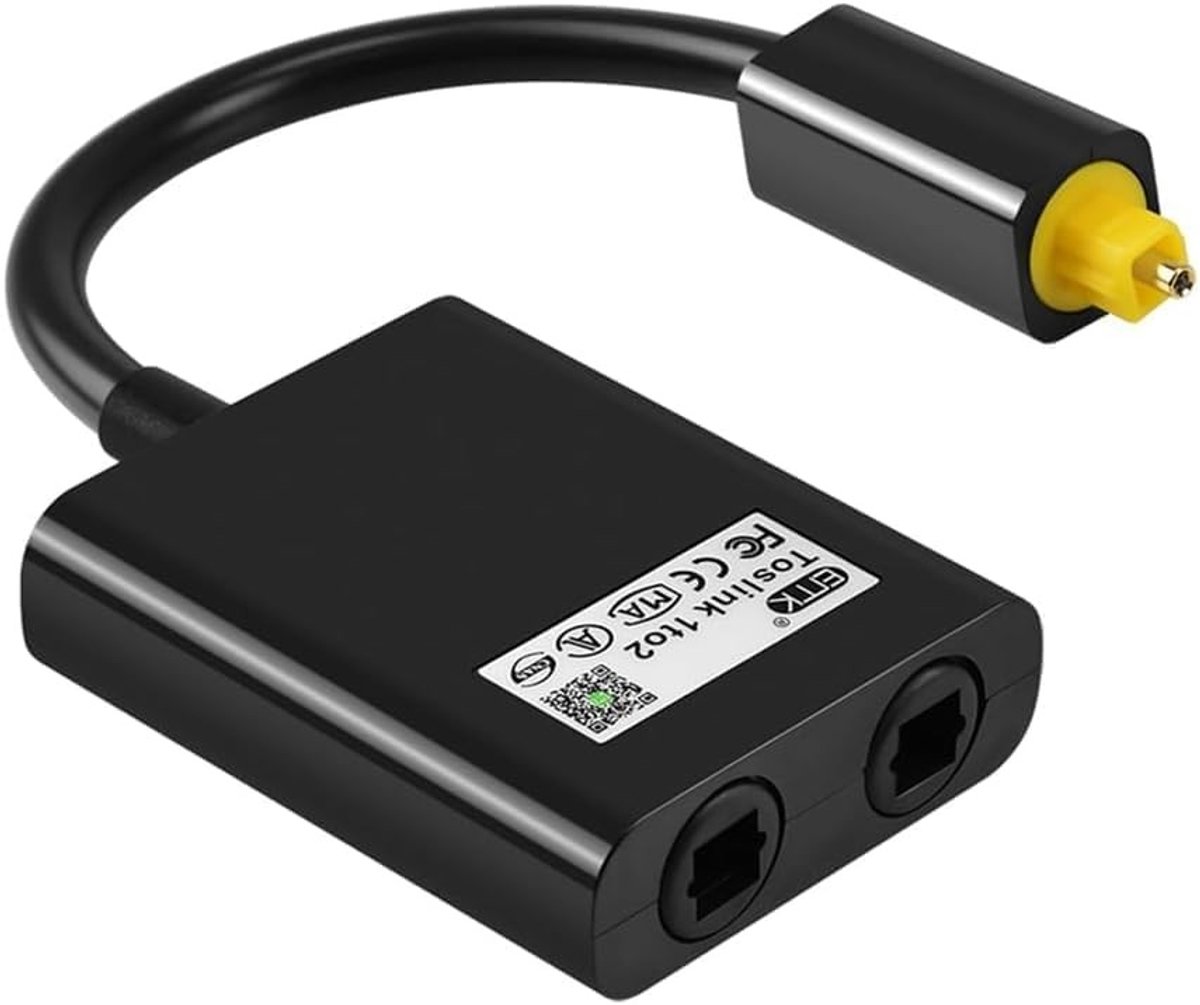 Optische Toslink Splitter 1-in-2 Uitgang voor TV, DVD, Versterker en Soundbar - Ideaal voor Geluidsversterking en Thuisbioscoopervaring