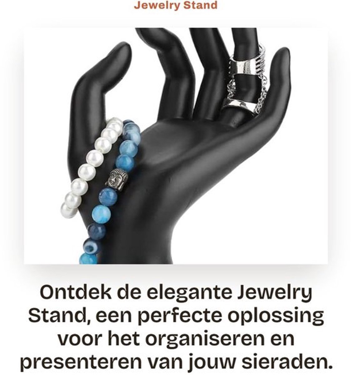 Sieradenstand Elegant - Sieradenstand voor Ringen - Organizer voor Armbanden - Sieraden Display - Compact Ontwerp - Zwart Hars - Juwelenstand