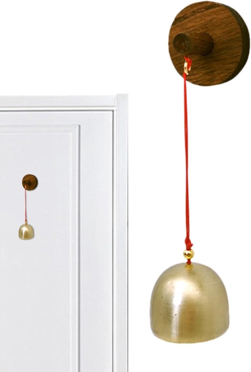 Winkeliers Deurbel - Houten Bel - Winkel Opening - Zelfklevende Bevestiging - 2.8 cm Diameter - Goud