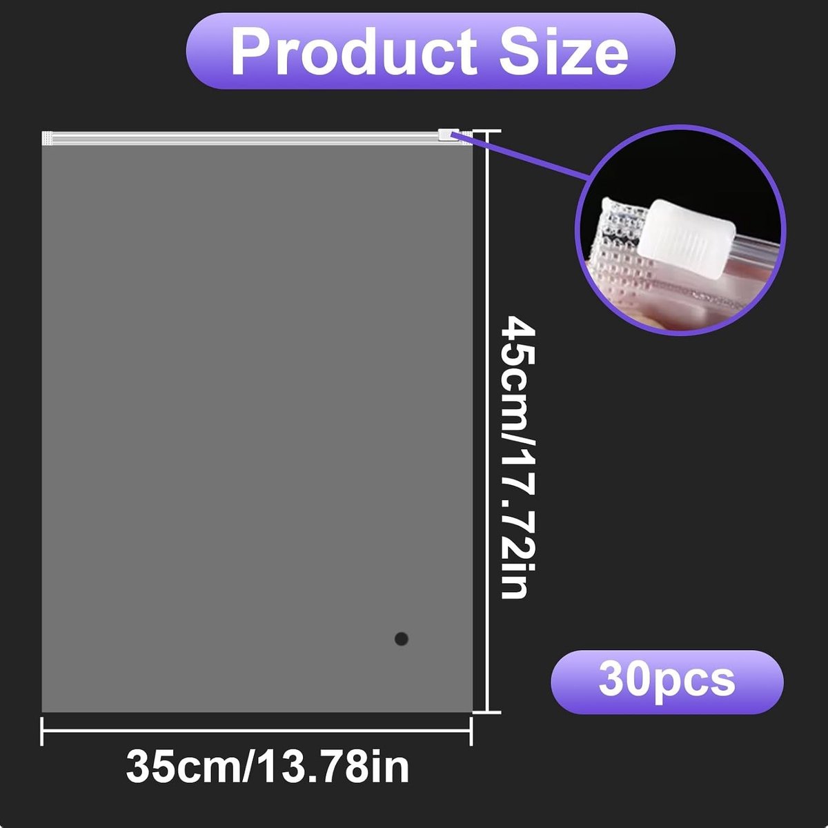 Grote Hersluitbare Zakken met Ritssluiting - Transparant - 35 x 45 cm - Ruimtebesparende Plastic Zakken - Voor Kleding en Schoenen