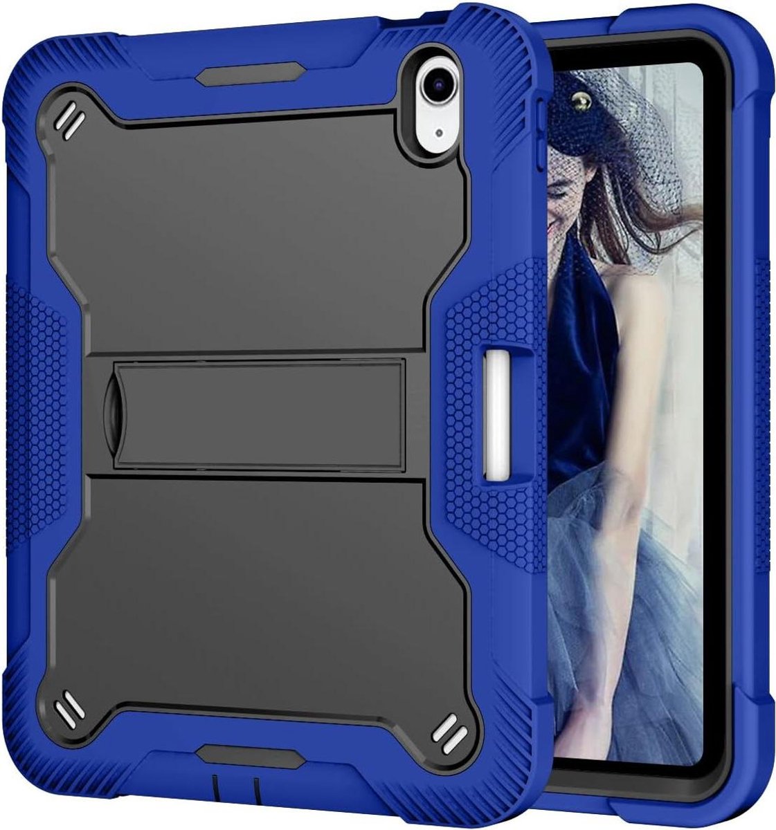 Tablethoes iPad Pro 13 - iPad hoes beschermhoes - Tablet beschermen - Geïntegreerde standaard - 13 inch - Zwart en paars