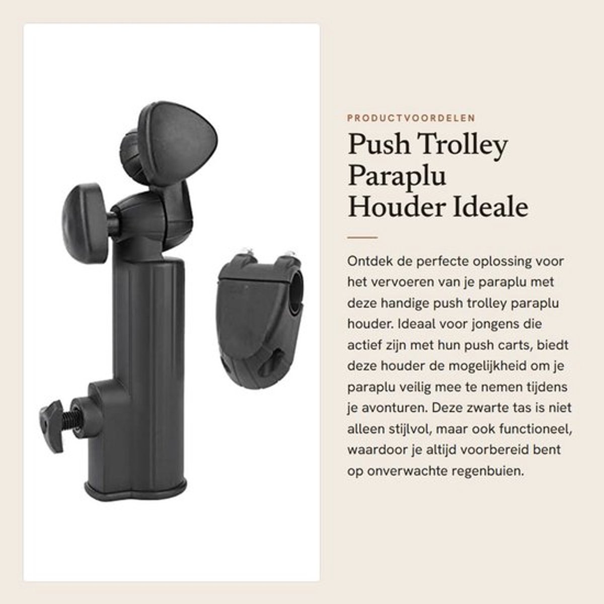 Paraplu Houder - Plastic Stand - Trolley Houder - Accessoires voor Push Cart - Zwarte Tas - Geschikt voor Fietskarren - Trolleyhouder